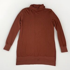 Womens Long Sleeve Turtleneck Tunic Sweatshirt Small Rust Soft Cozy Comfortcore